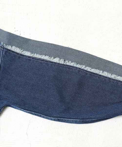 CUBE SUGAR（キューブシュガー）の「やわらかデニム ジップアップリブブルゾン（デニムジャケット・レディース・インディゴブルー/ブルー・M）」の10枚目の写真