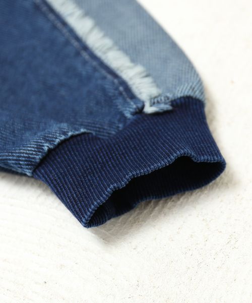 CUBE SUGAR（キューブシュガー）の「やわらかデニム ジップアップリブブルゾン（デニムジャケット・レディース・インディゴブルー/ブルー・M）」の9枚目の写真