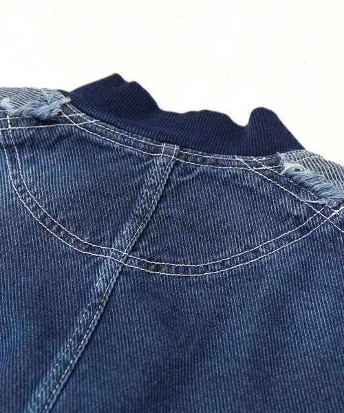 CUBE SUGAR（キューブシュガー）の「やわらかデニム ジップアップリブブルゾン（デニムジャケット・レディース・インディゴブルー/ブルー・M）」の7枚目の写真
