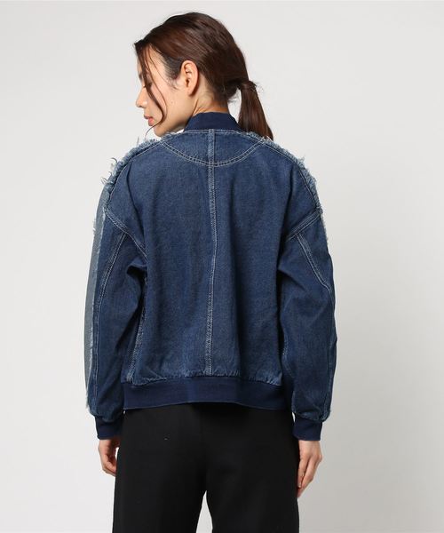 CUBE SUGAR（キューブシュガー）の「やわらかデニム ジップアップリブ