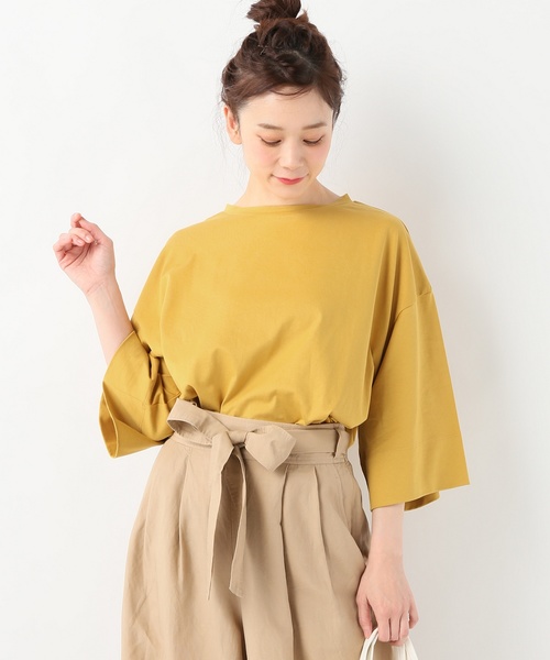 JOURNAL STANDARD（ジャーナルスタンダード）の「クリアジャージークルーネックソデロールアッププルオーバー（Tシャツ/カットソー・レディース・ホワイト/ブラック/マスタード/ブルー系その他・FREE）」の4枚目の写真