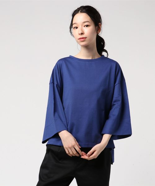 JOURNAL STANDARD（ジャーナルスタンダード）の「クリアジャージークルーネックソデロールアッププルオーバー（Tシャツ/カットソー・レディース・ホワイト/ブラック/マスタード/ブルー系その他・FREE）」の5枚目の写真