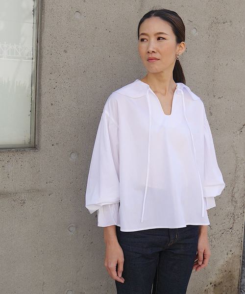 SUPERTHANKS（スーパーサンクス）の「フリルブラウス（シャツ/ブラウス・レディース・ホワイト/ブラック/モカ/ベージュ・FREE）」の2枚目の写真