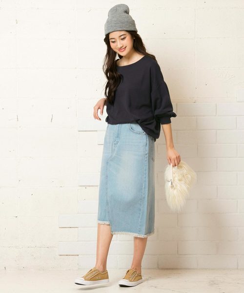 KOBE LETTUCE（コウベレタス）の「ビッグシルエットドルマンスウェットトップス＊レディース/プルオーバー/トレーナー[C3379]神戸レタス（スウェット・レディース・ブラック/ネイビー/グレー/カーキ・FREE）」の8枚目の写真