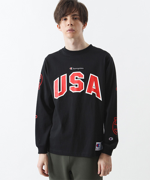 Champion(チャンピオン)の「【Champion/チャンピオン】メンズ アクションスタイル ロングスリーブTシャツ(Tシャツ/カットソー・メンズ・ホワイト/ブラック/オレンジ・LARGE/MEDIUM/SMALL/X-LARGE)」の3枚目の写真