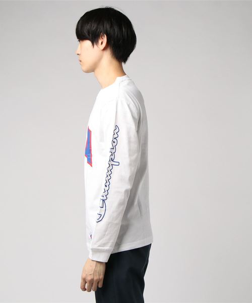 Champion(チャンピオン)の「【Champion/チャンピオン】メンズ アクションスタイル ロングスリーブTシャツ(Tシャツ/カットソー・メンズ・ホワイト/ブラック/オレンジ・LARGE/MEDIUM/SMALL/X-LARGE)」の4枚目の写真