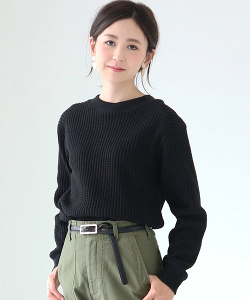 AMERICAN HOLIC（アメリカンホリック）の「BIGワッフルプルオーバー（Tシャツ/カットソー・レディース・ブラック/アイボリー/モカ/グレー系その他・M/L）」の3枚目の写真