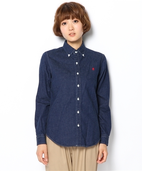 GYMPHLEX（ジムフレックス）の「[ジムフレックス]Gymphlex INDIGO B/Dシャツ（シャツ/ブラウス・レディース・ネイビー・フリー）」の2枚目の写真