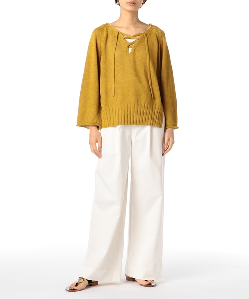 ESTNATION（エストネーション）の「ESTNATION / コットンストレッチワイドパンツ（その他パンツ・レディース・ベージュ/ホワイト/ライトベージュ・38/36）」の7枚目の写真