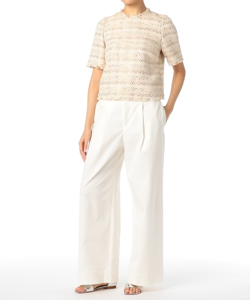 ESTNATION（エストネーション）の「ESTNATION / コットンストレッチワイドパンツ（その他パンツ・レディース・ベージュ/ホワイト/ライトベージュ・38/36）」の5枚目の写真