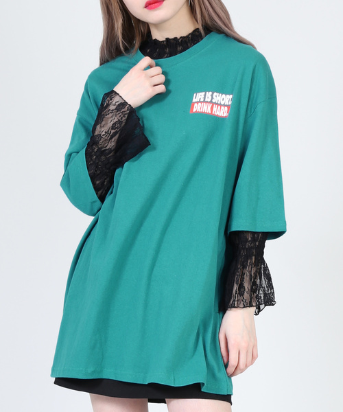 DING（ディング）の「DING/レ－ストップス（Tシャツ/カットソー・レディース・ホワイト/ブラック・FREE）」の9枚目の写真