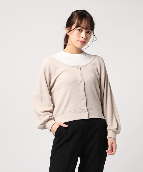 cepo（セポ）の「２WAYワッフルカーデ（カーディガン/ボレロ・レディース・ブラック/ベージュ/オフホワイト・M）」の3枚目の写真