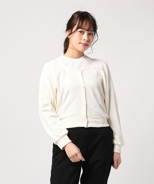 cepo（セポ）の「２WAYワッフルカーデ（カーディガン/ボレロ・レディース・ブラック/ベージュ/オフホワイト・M）」の2枚目の写真