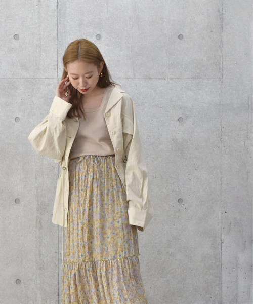 w closet（ダブルクローゼット）の「エスニック花柄ワッシャースカート（スカート・レディース・グリーン/パープル/ベージュ・FREE）」の8枚目の写真