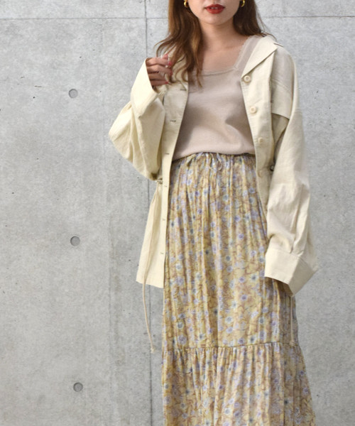 w closet（ダブルクローゼット）の「エスニック花柄ワッシャースカート（スカート・レディース・グリーン/パープル/ベージュ・FREE）」の12枚目の写真