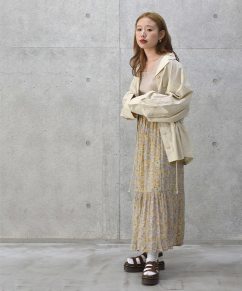 w closet（ダブルクローゼット）の「エスニック花柄ワッシャースカート（スカート・レディース・グリーン/パープル/ベージュ・FREE）」の22枚目の写真