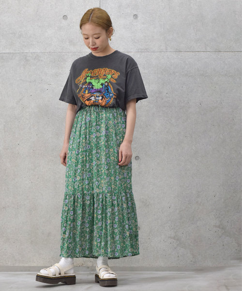 w closet（ダブルクローゼット）の「エスニック花柄ワッシャースカート（スカート・レディース・グリーン/パープル/ベージュ・FREE）」の19枚目の写真