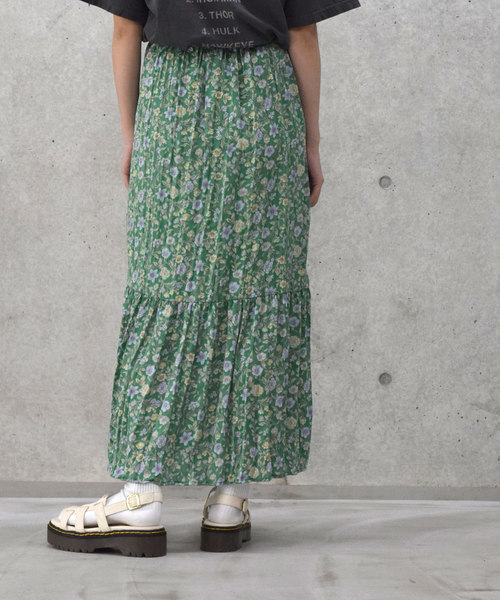 w closet（ダブルクローゼット）の「エスニック花柄ワッシャースカート（スカート・レディース・グリーン/パープル/ベージュ・FREE）」の5枚目の写真