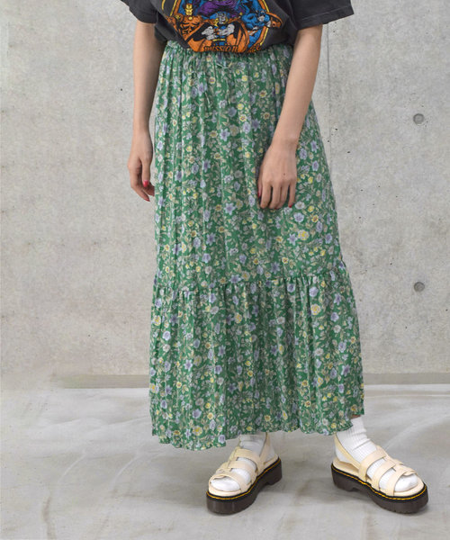 w closet（ダブルクローゼット）の「エスニック花柄ワッシャースカート（スカート・レディース・グリーン/パープル/ベージュ・FREE）」の13枚目の写真