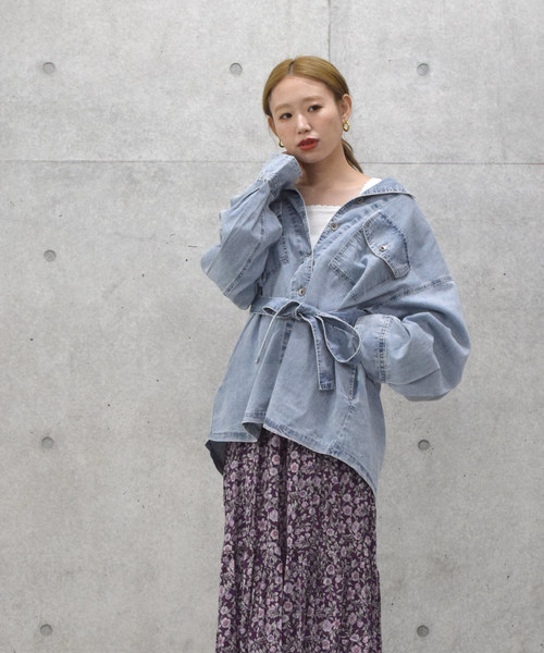 w closet（ダブルクローゼット）の「エスニック花柄ワッシャースカート（スカート・レディース・グリーン/パープル/ベージュ・FREE）」の6枚目の写真