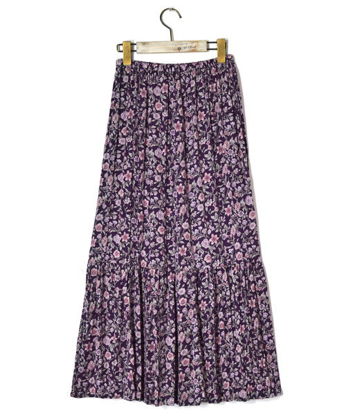 w closet（ダブルクローゼット）の「エスニック花柄ワッシャースカート（スカート・レディース・グリーン/パープル/ベージュ・FREE）」の14枚目の写真