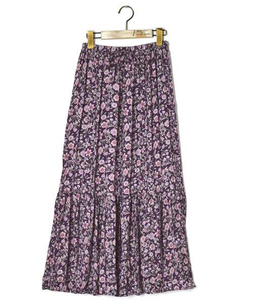 w closet（ダブルクローゼット）の「エスニック花柄ワッシャースカート（スカート・レディース・グリーン/パープル/ベージュ・FREE）」の11枚目の写真