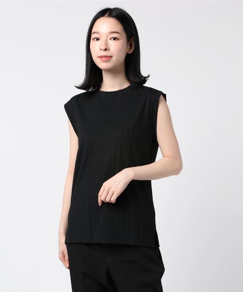 TRUDEA（トルディア）の「テレコ編みフレンチスリーブ プルオーバー（Tシャツ/カットソー・レディース・ホワイト/チャコールグレー/ブラック/ブラウン・SMALL/MEDIUM/LARGE）」の9枚目の写真