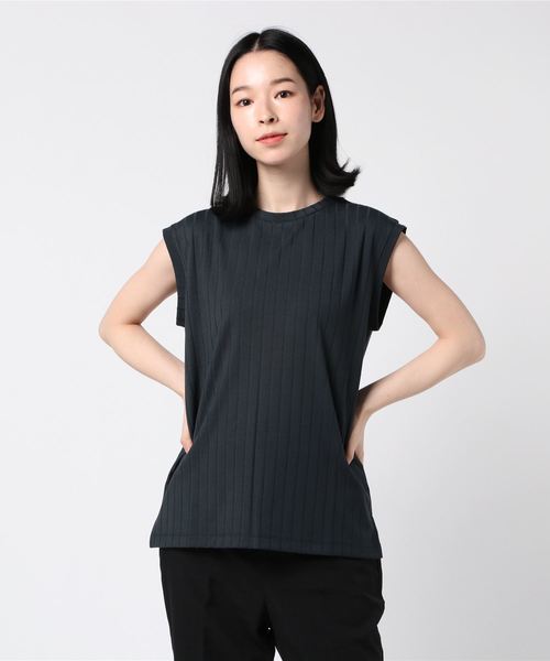 TRUDEA（トルディア）の「テレコ編みフレンチスリーブ プルオーバー（Tシャツ/カットソー・レディース・ホワイト/チャコールグレー/ブラック/ブラウン・SMALL/MEDIUM/LARGE）」の7枚目の写真