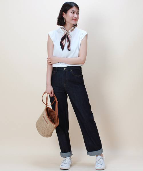 TRUDEA（トルディア）の「テレコ編みフレンチスリーブ プルオーバー（Tシャツ/カットソー・レディース・ホワイト/チャコールグレー/ブラック/ブラウン・SMALL/MEDIUM/LARGE）」の14枚目の写真