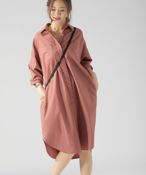 BAYFLOW（ベイフロー）の「ロングシャツワンピース（シャツワンピース・レディース・ブラウン/ベージュ/ブルー/ピンク・SMALL/MEDIUM）」の12枚目の写真