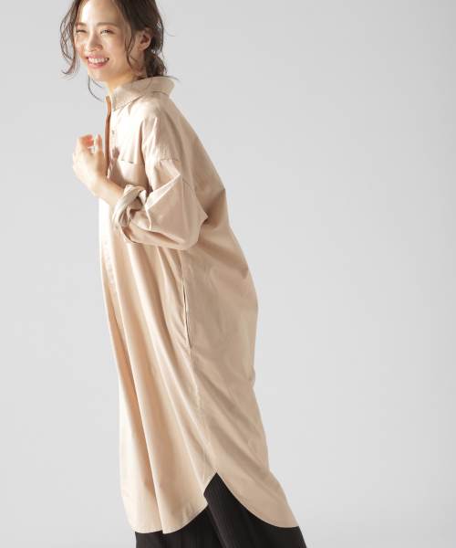 BAYFLOW（ベイフロー）の「ロングシャツワンピース（シャツワンピース・レディース・ブラウン/ベージュ/ブルー/ピンク・SMALL/MEDIUM）」の16枚目の写真
