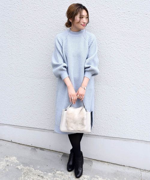 Khaju（カージュ）の「【WEB限定】Khaju:アゼニットワンピース19FW◇◇（ワンピース・レディース・ライトブルー/ブラック/アイボリー/キャメル・ONE SIZE）」の4枚目の写真