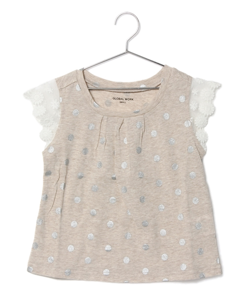 GLOBAL WORK(グローバルワーク)の「【GLOBAL WORK】ソデレースT半袖/542922(Tシャツ/カットソー・キッズ・ホワイト/ホワイト系その他/グレー/ネイビー/その他/ベージュ・SMALL/MEDIUM/LARGE/X-LARGE)」の4枚目の写真