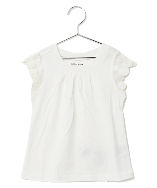 GLOBAL WORK(グローバルワーク)の「【GLOBAL WORK】ソデレースT半袖/542922(Tシャツ/カットソー・キッズ・ホワイト/ホワイト系その他/グレー/ネイビー/その他/ベージュ・SMALL/MEDIUM/LARGE/X-LARGE)」の2枚目の写真
