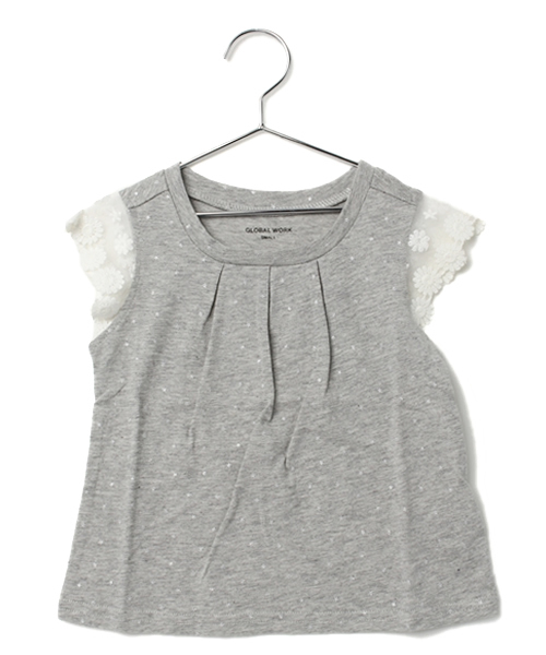 GLOBAL WORK(グローバルワーク)の「【GLOBAL WORK】ソデレースT半袖/542922(Tシャツ/カットソー・キッズ・ホワイト/ホワイト系その他/グレー/ネイビー/その他/ベージュ・SMALL/MEDIUM/LARGE/X-LARGE)」の3枚目の写真