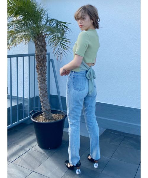 EVRIS（エヴリス）の「BACKリボンリブトップス（Tシャツ/カットソー・レディース・ホワイト/ブラック/ピンク/ミント・FREE）」の16枚目の写真