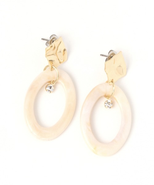 LAKOLE（ラコレ）の「オーバルモチーフピアス / LAKOLE（ピアス（両耳用）・レディース・グレー/アイボリー・FREE）」の2枚目の写真