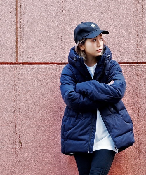   フード付きダウンジャケット M ネイビーレディース ムラサキスポーツ（MURASAKI SPORTS） ダウンコート ダウンジャケット