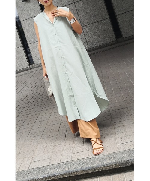 ulu（ウル）の「Cross slit shirt onepierce（ワンピース・レディース・ミント/クリーム・FREE）」の6枚目の写真