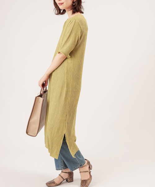 natural couture(ナチュラルクチュール)の「【ZOZO限定】細ベルト付きワッシャーカットワンピース(ワンピース・レディース・ブラック/ライム/アイボリー/モカ/レンガ・FREE)」の5枚目の写真