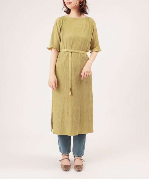 natural couture(ナチュラルクチュール)の「【ZOZO限定】細ベルト付きワッシャーカットワンピース(ワンピース・レディース・ブラック/ライム/アイボリー/モカ/レンガ・FREE)」の8枚目の写真