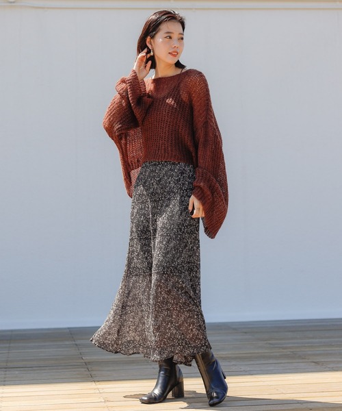 Chico（チコ）の「小花柄プリーツフレアスカート/マーメイドスカート（スカート・レディース・ブラック/ブラウン/ライトベージュ・FREE）」の6枚目の写真