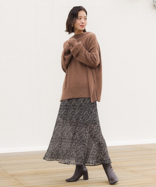 Chico（チコ）の「小花柄プリーツフレアスカート/マーメイドスカート（スカート・レディース・ブラック/ブラウン/ライトベージュ・FREE）」の8枚目の写真