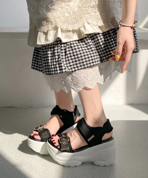 Shoes in Closet(シューズインクローゼット)の「+9.0㎝ 超軽量 厚底 スタイルアップソール ベルクロ スポーツサンダル 7474(サンダル・レディース・ブラック×ホワイト/ブラック×ブラック/アイボリー/ブラウン系その他/ベージュ/ピンクベージュ/ライトピンク・M/3L/L/LL/XS/S)」の17枚目の写真