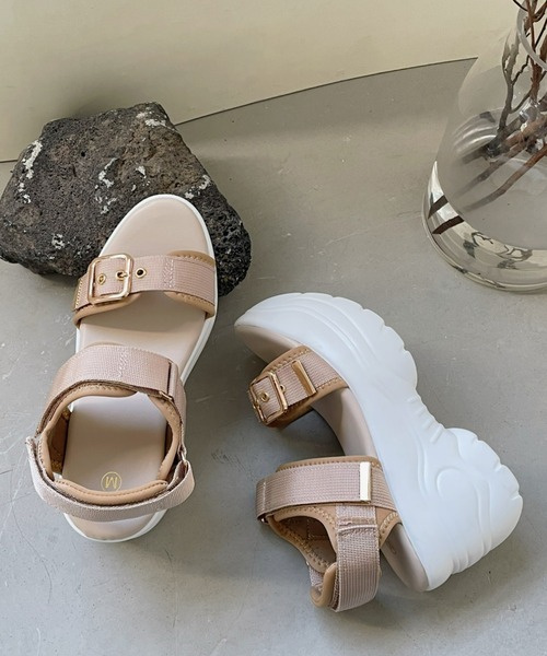 Shoes in Closet(シューズインクローゼット)の「【再入荷】+9.0㎝ 超軽量 厚底 スリムソール ゴールドアクセント スポーツ サンダル 7474(サンダル・レディース・ブラック×ホワイト/ブラック×ブラック/アイボリー/ブラウン系その他/ベージュ/ピンクベージュ/ライトピンク・M/3L/L/LL/XS/S)」の18枚目の写真