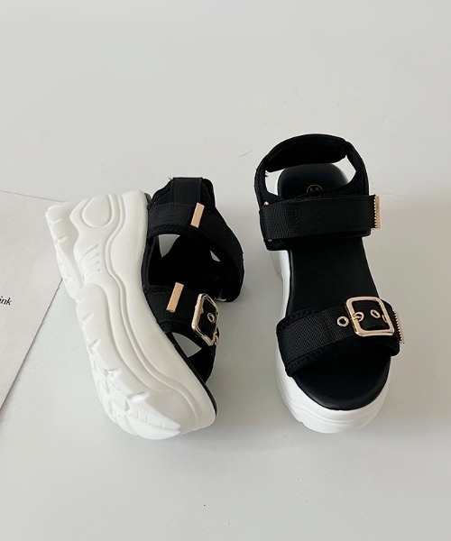 Shoes in Closet(シューズインクローゼット)の「+9.0㎝ 超軽量 厚底 スタイルアップソール ベルクロ スポーツサンダル 7474(サンダル・レディース・ブラック×ホワイト/ブラック×ブラック/アイボリー/ブラウン系その他/ベージュ/ピンクベージュ/ライトピンク・M/3L/L/LL/XS/S)」の19枚目の写真