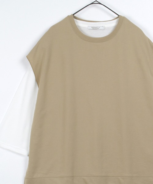 make a ray!(メイク ア レイ!)の「ビッグシルエット リアルレイヤード ベスト×7分袖サーマル/【セットアイテム】(Tシャツ/カットソー・メンズ・ライトブルー/ブラック/ベージュ/ライトパープル/アイボリー・M/L/XL)」の4枚目の写真