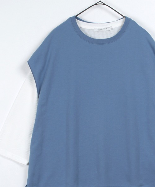 make a ray!(メイク ア レイ!)の「ビッグシルエット リアルレイヤード ベスト×7分袖サーマル/【セットアイテム】(Tシャツ/カットソー・メンズ・ライトブルー/ブラック/ベージュ/ライトパープル/アイボリー・M/L/XL)」の5枚目の写真