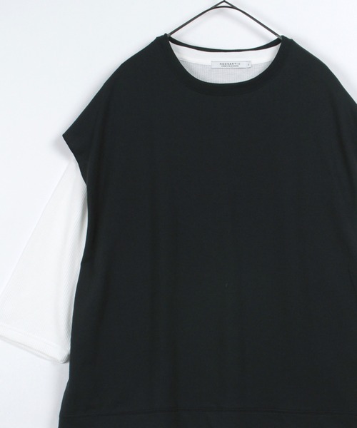 make a ray!(メイク ア レイ!)の「ビッグシルエット リアルレイヤード ベスト×7分袖サーマル/【セットアイテム】(Tシャツ/カットソー・メンズ・ライトブルー/ブラック/ベージュ/ライトパープル/アイボリー・M/L/XL)」の3枚目の写真