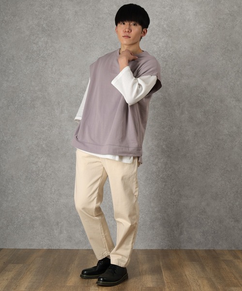 make a ray!(メイク ア レイ!)の「ビッグシルエット リアルレイヤード ベスト×7分袖サーマル/【セットアイテム】(Tシャツ/カットソー・メンズ・ライトブルー/ブラック/ベージュ/ライトパープル/アイボリー・M/L/XL)」の20枚目の写真